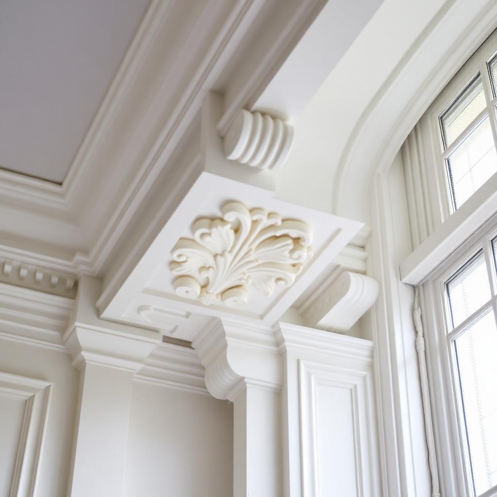 Close-up of hand-run ornamental Victorian plaster cornice restoration — Belgravia Townhouse Heritage Restoration, Belgravia SW1X