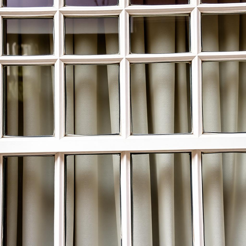 Close-up detail of restored Georgian sash glazing bars and brass ironmongery — Georgian Sash Window Restoration, Chelsea SW3