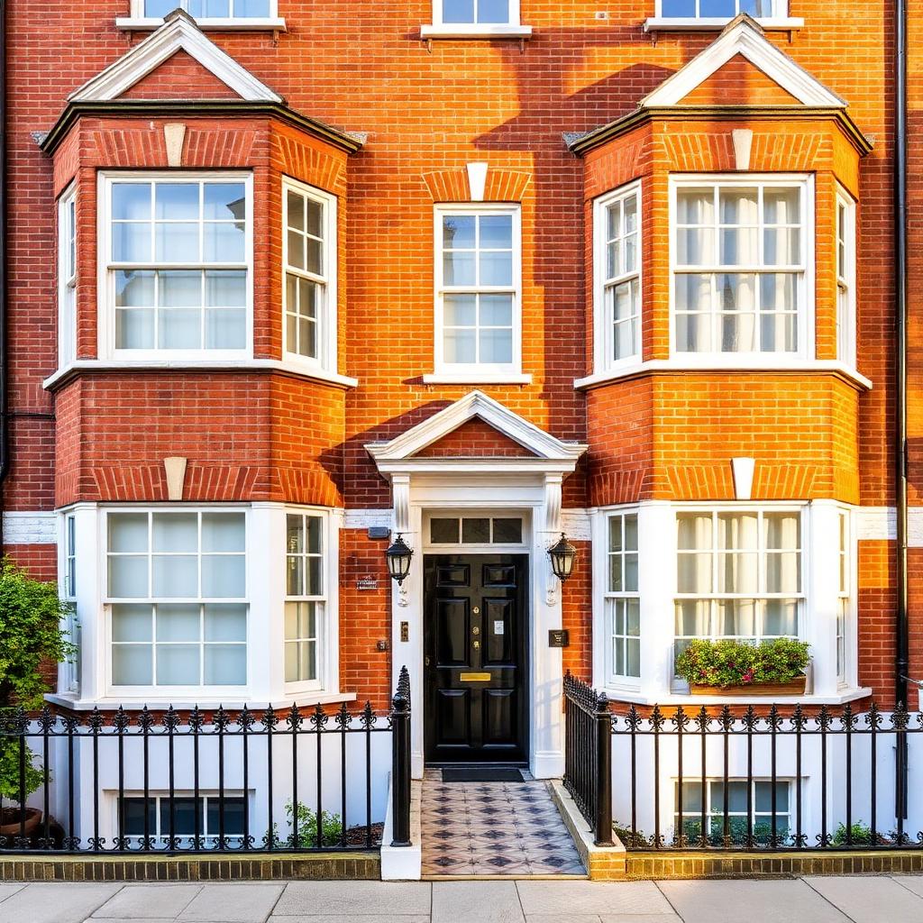 Restored Edwardian red-brick façade with white sash bay windows — Edwardian Family Home Restoration, Kensington W14