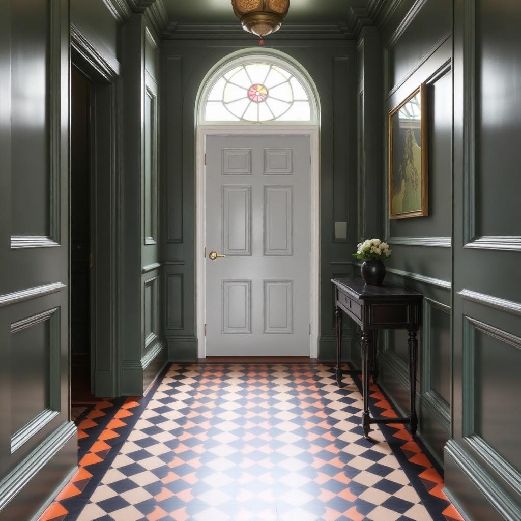 Retained Victorian quarry-tiled entrance hallway with panelled walls — Side-Return Kitchen Extension, Holland Park W11