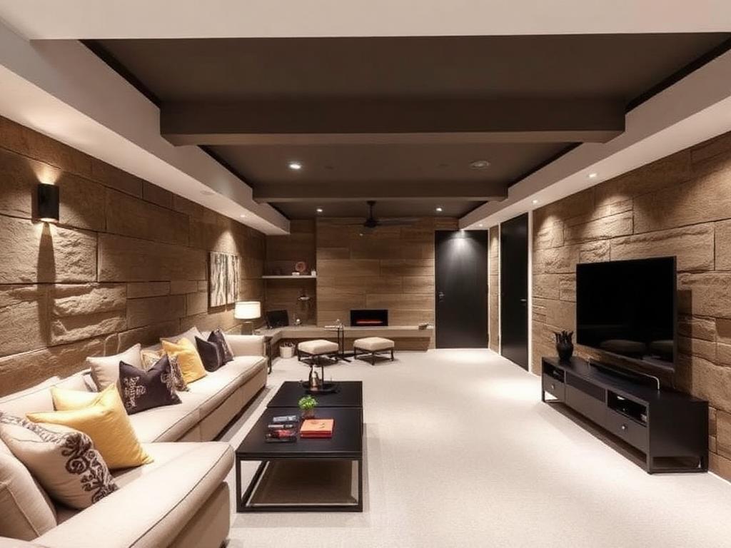 Modern basement excavation in Kensington townhouse with contemporary living space design
