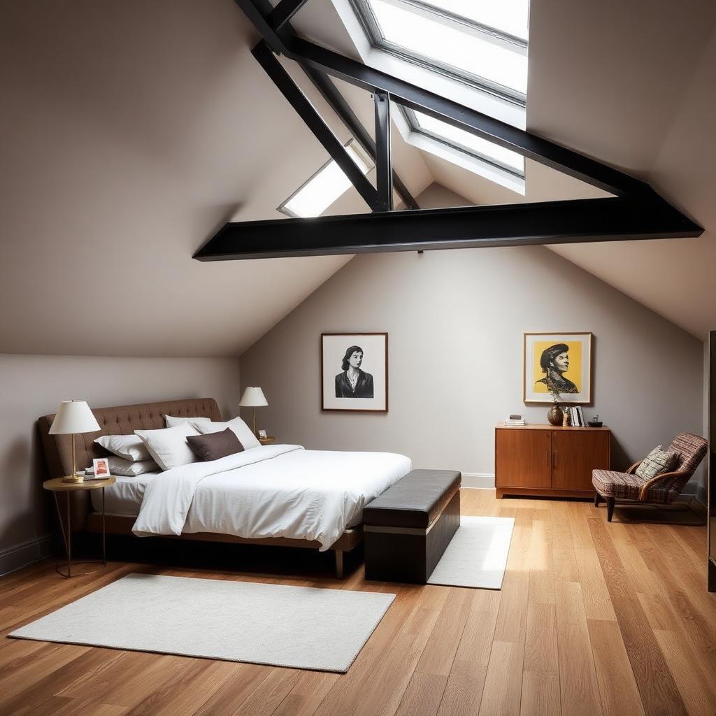 Completed principal bedroom suite with vaulted ceiling and rooflight — L-Shaped Dormer Loft Conversion, Hampstead NW3